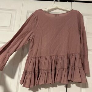 Versona Blush Pink Ruffle Babydoll Blouse, Size: Medium